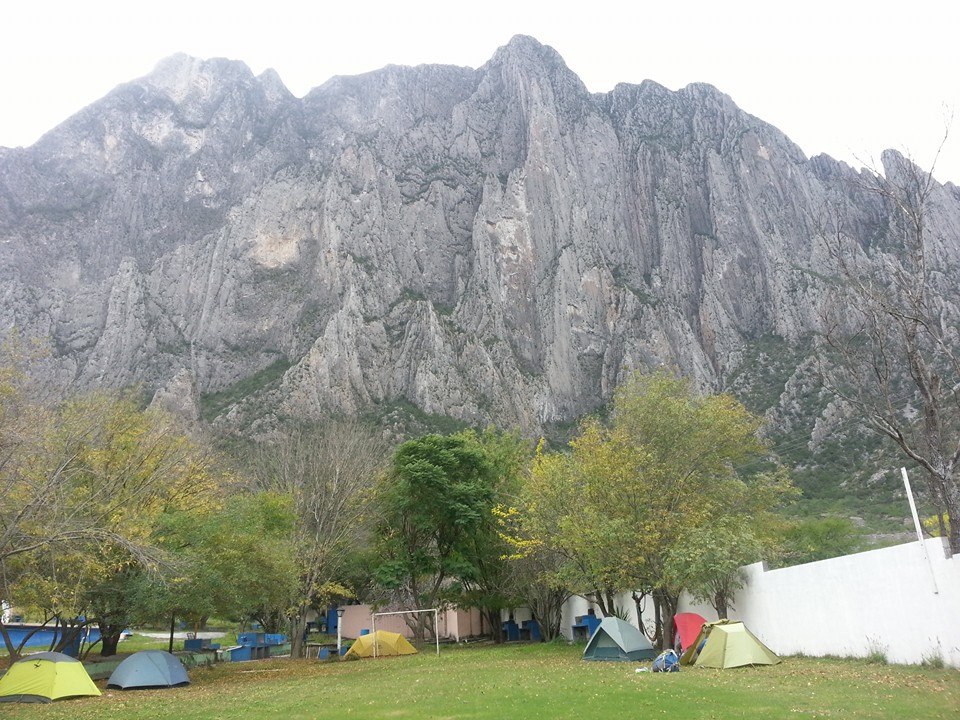 An image of El Sendero Luminoso, a famous route in El Potrero Chico where simul rappelling is common.